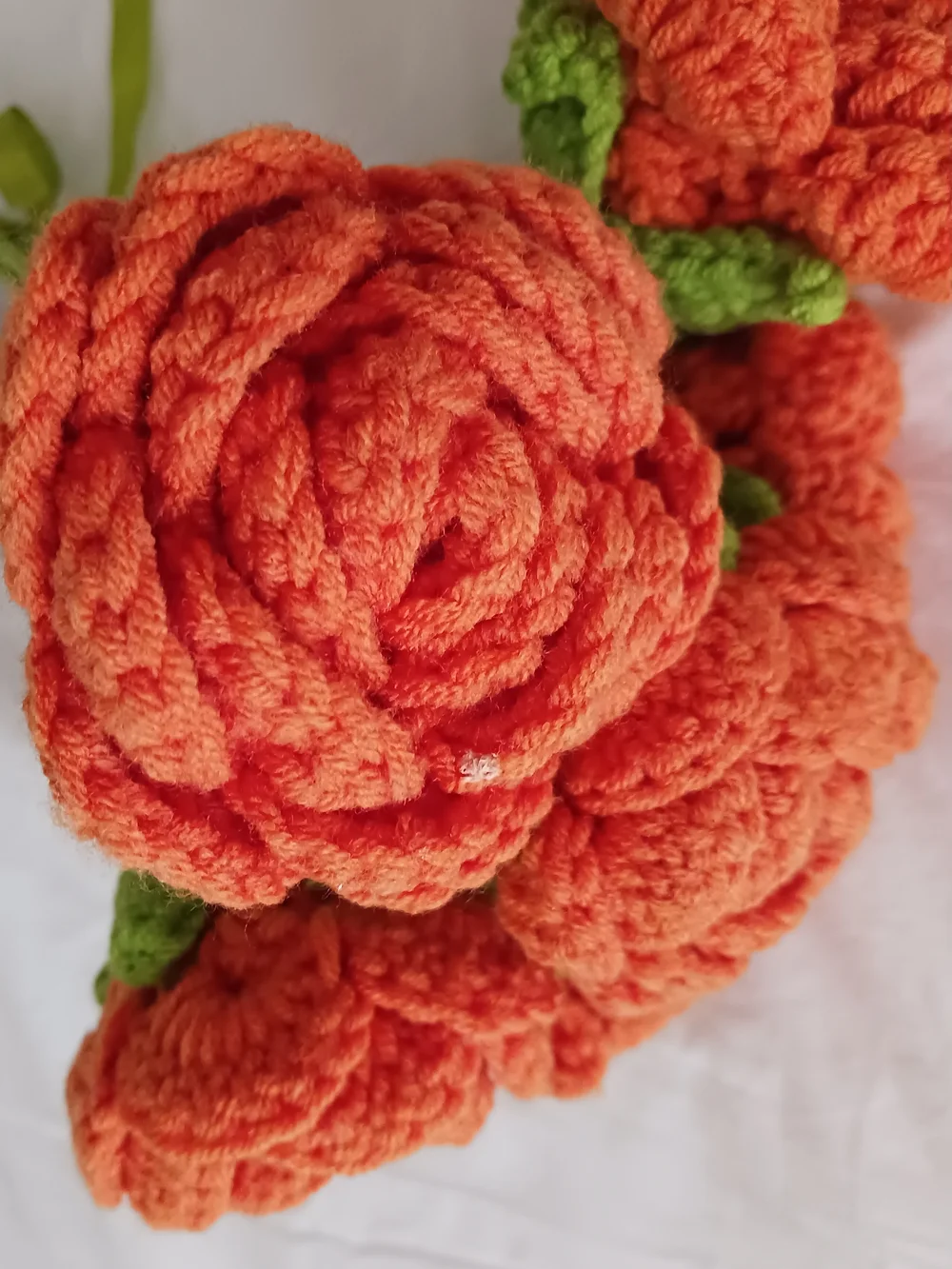 Handcrafted Orange Crochet Flower Bouquet Knit Florals NWOT Boho Farmhouse